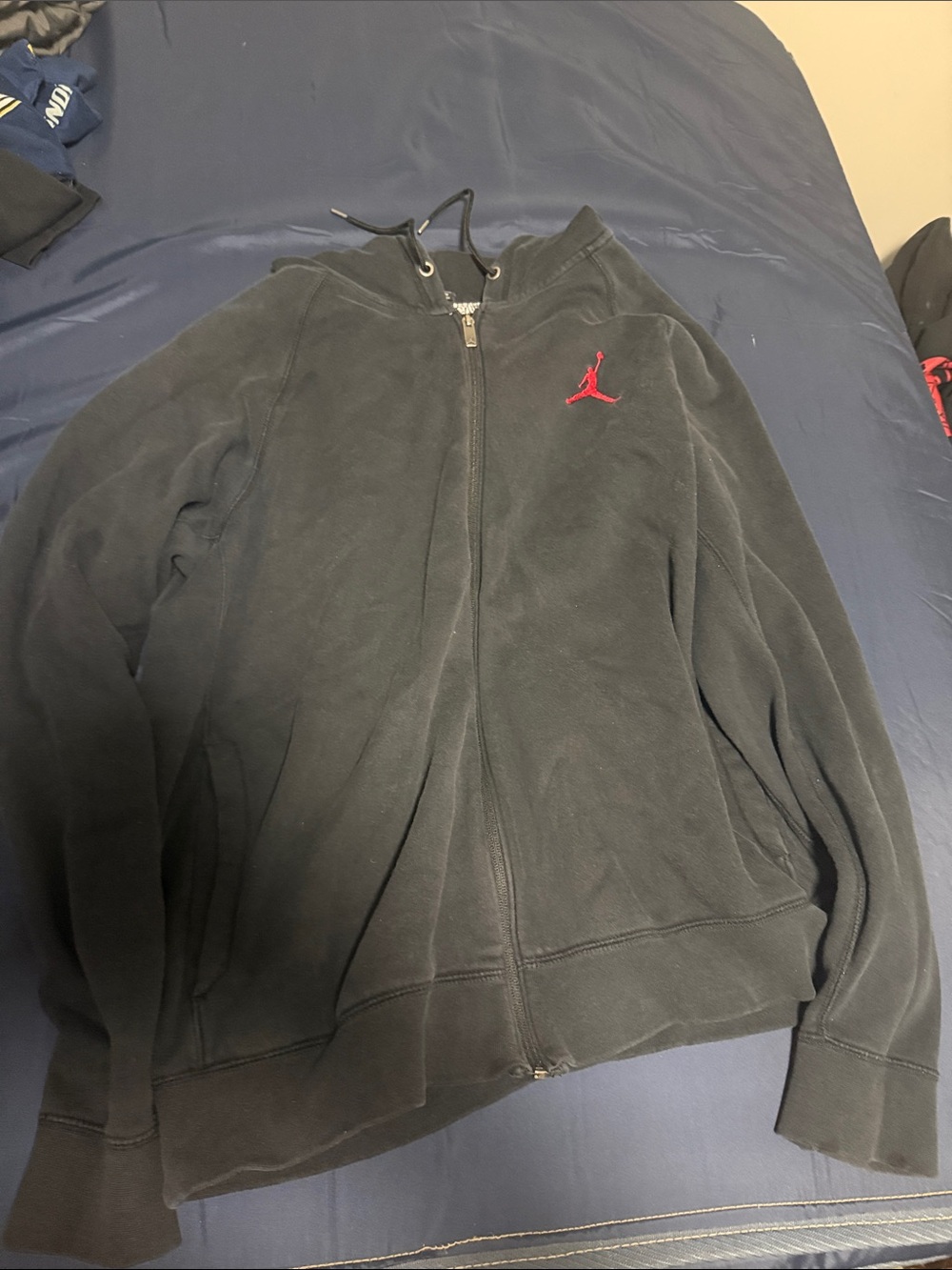 Jordan Black Full-Zip Hoodie with Red Jumpman